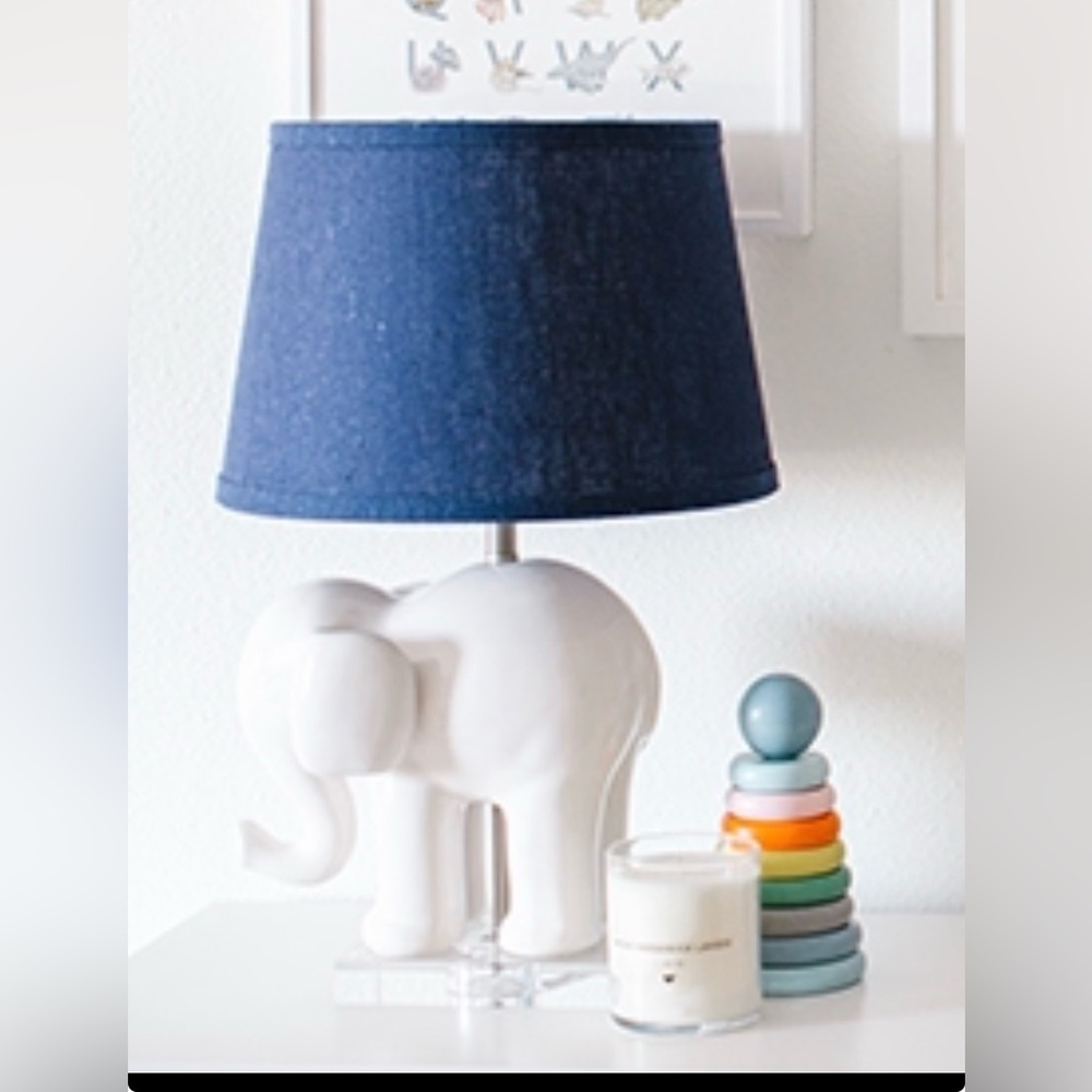 Pottery Barn Kids Blue Table Lamp with White Base - Elephant